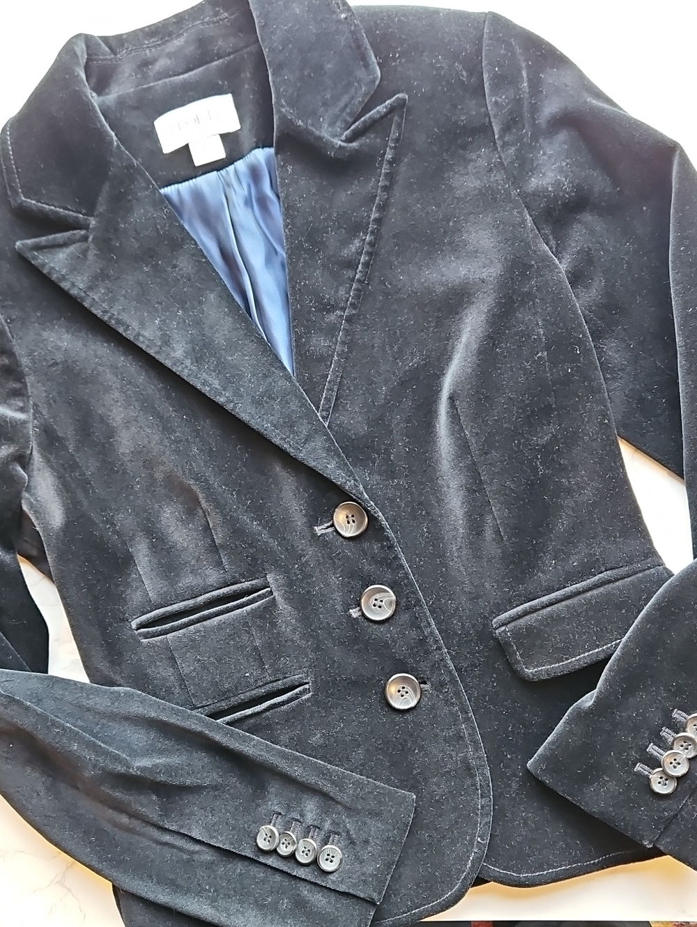 LOFT Black Velvet Tailored Blazer 0 Petite